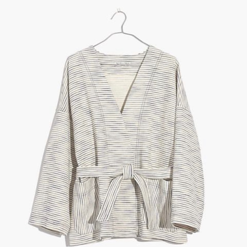 Madewell kimono style text & thread wrap jacket